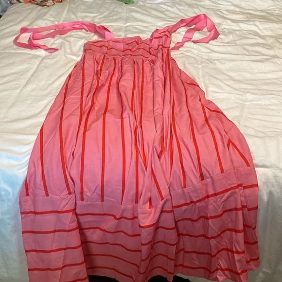 Pink and Red Stripped Maxi Dress with Ribbon Straps - Picture 4 of 4